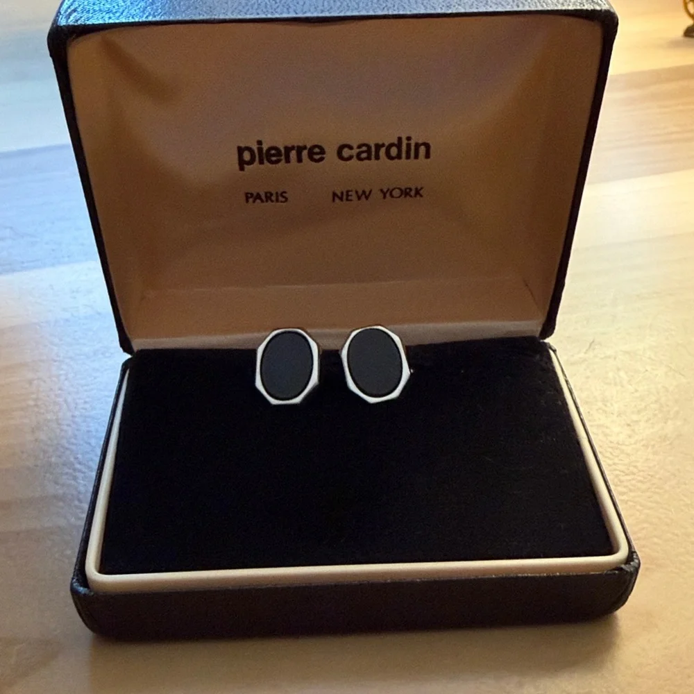 Pierre Cardin Cuff Links Black Silver